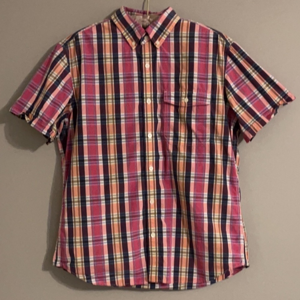 Mens Banana Republic Short Sleeve Plaid Button Down Shirt